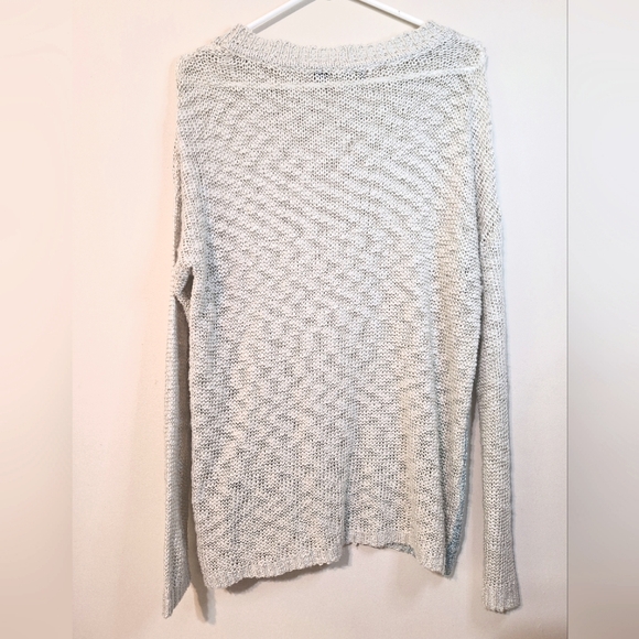 QED London large open knit beige teal ombre sparkle soft longsleeve knit sweater - Picture 6 of 6